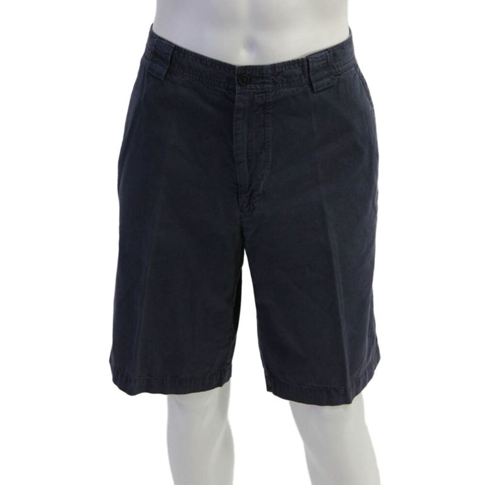 Faconnable Mens Chino Shorts Dark Blue Button 100% Cotton Solid Size 38